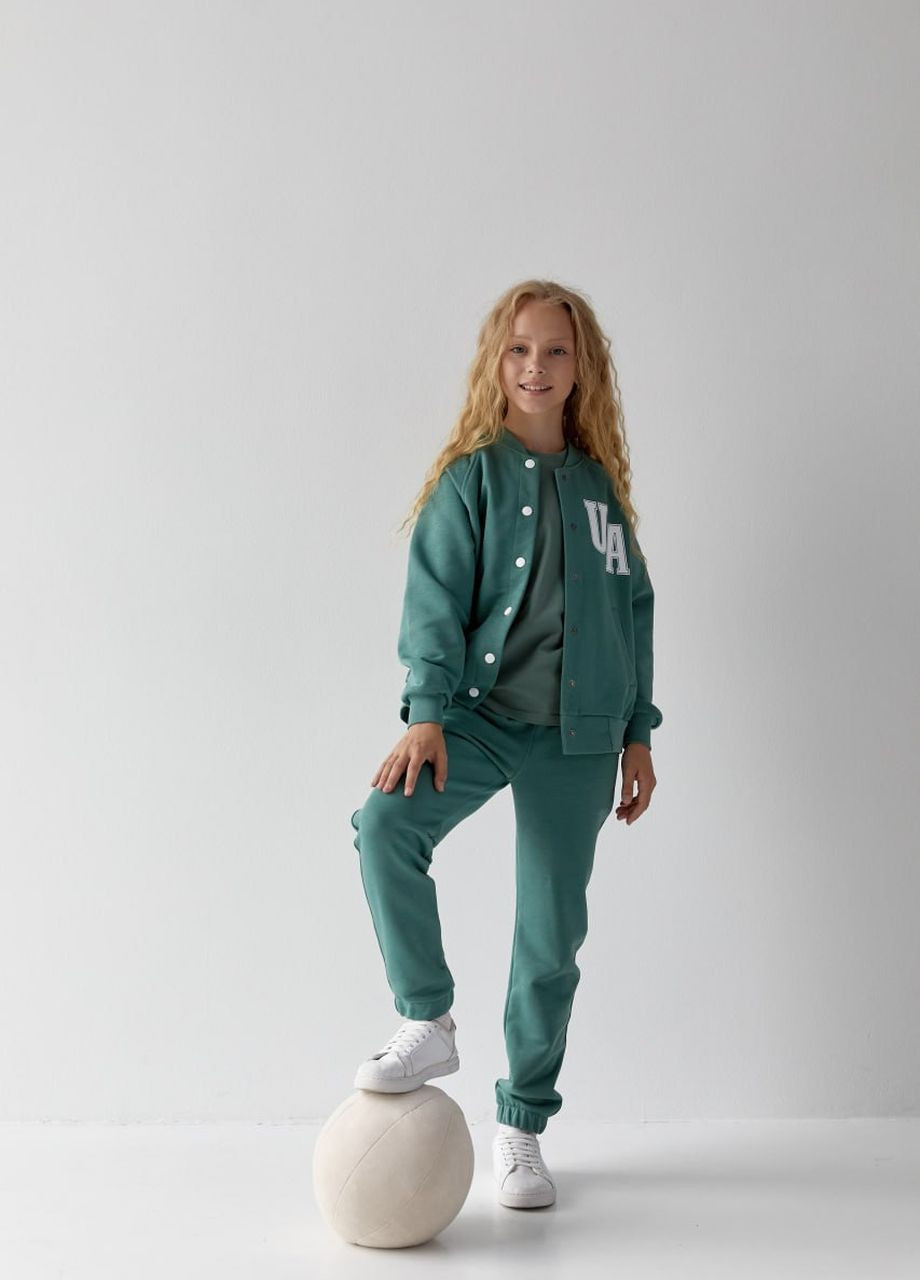 Детский костюм бомбер и джогеры для девочки цвет мята р.158 441777 New Trend (263133738)
