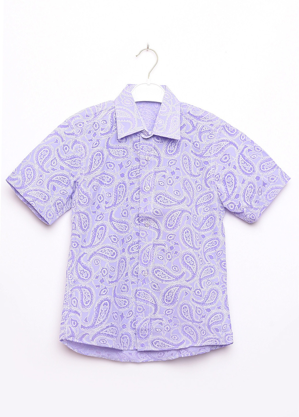 Сиреневая классическая рубашка с абстрактным узором Let's Shop