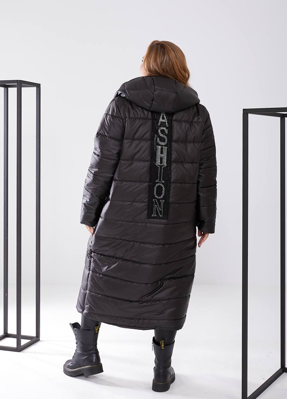 Черная женская куртка-пальто из плащевки цвет черный р.48/50 448146 New Trend