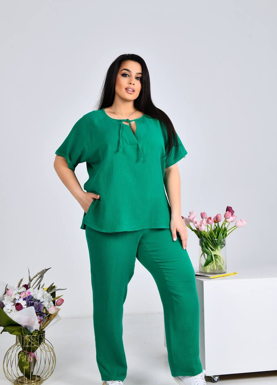 Жіночий костюм-двійка колір зелений р.50/52 434436 New Trend (259061582)