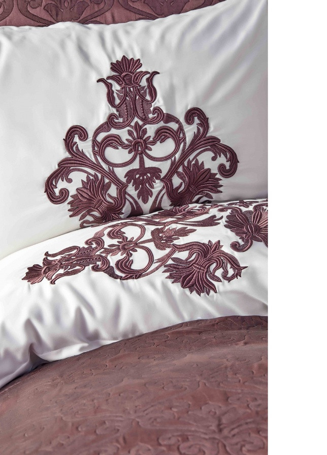 Набор постельное белье с покрывалом - Diana bordo 2019-2 бордовый евро Karaca Home (258218467)