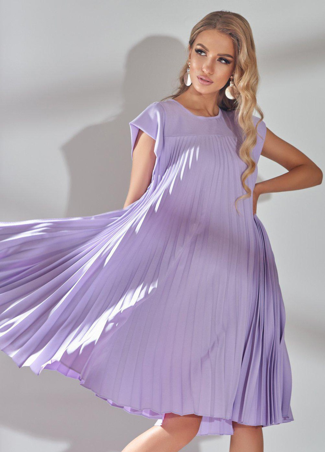Фіолетова сукнi норма сукня у складку пліссе (4889) Lemanta