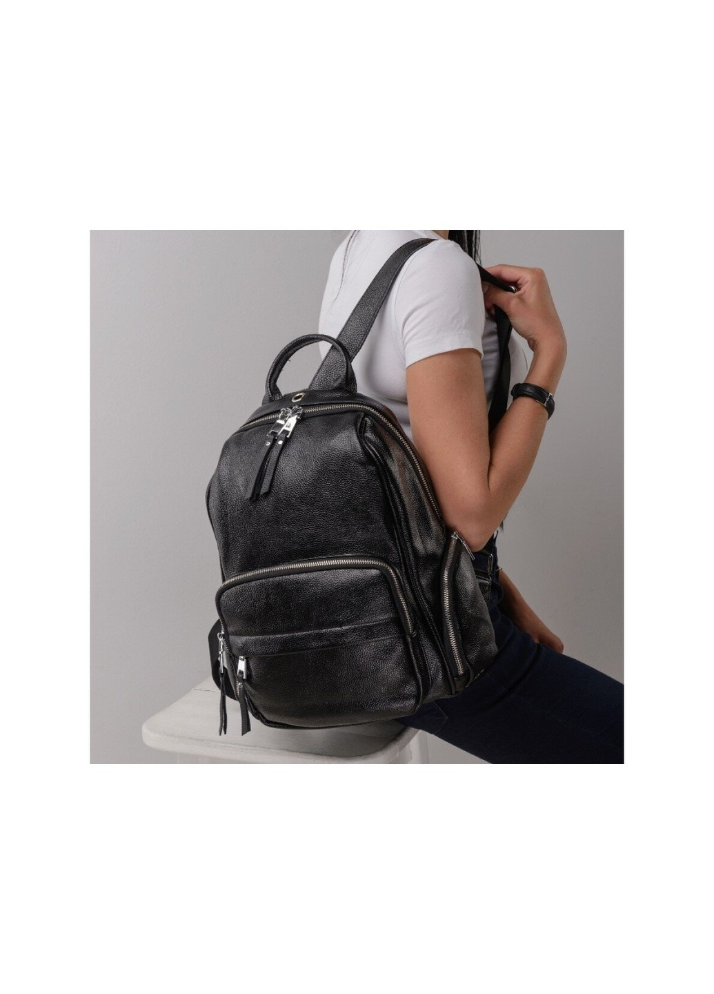 Женский кожаный рюкзак nwbp27-7729a-bp Черный Olivia Leather (276705861)