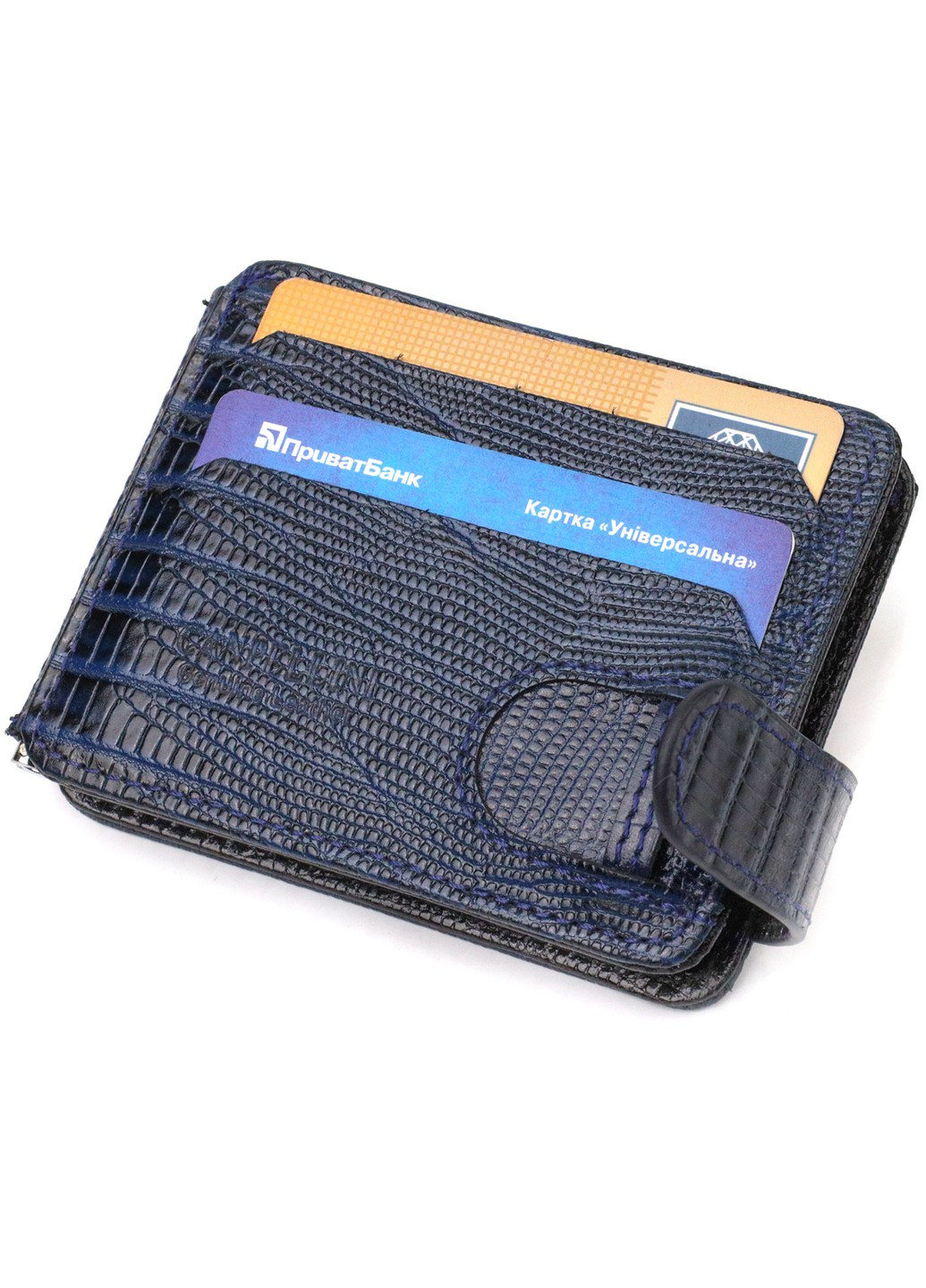 Фактурний чоловічий затискач для грошей із натуральної шкіри з тисненням 21942 Синій Canpellini (259829982)