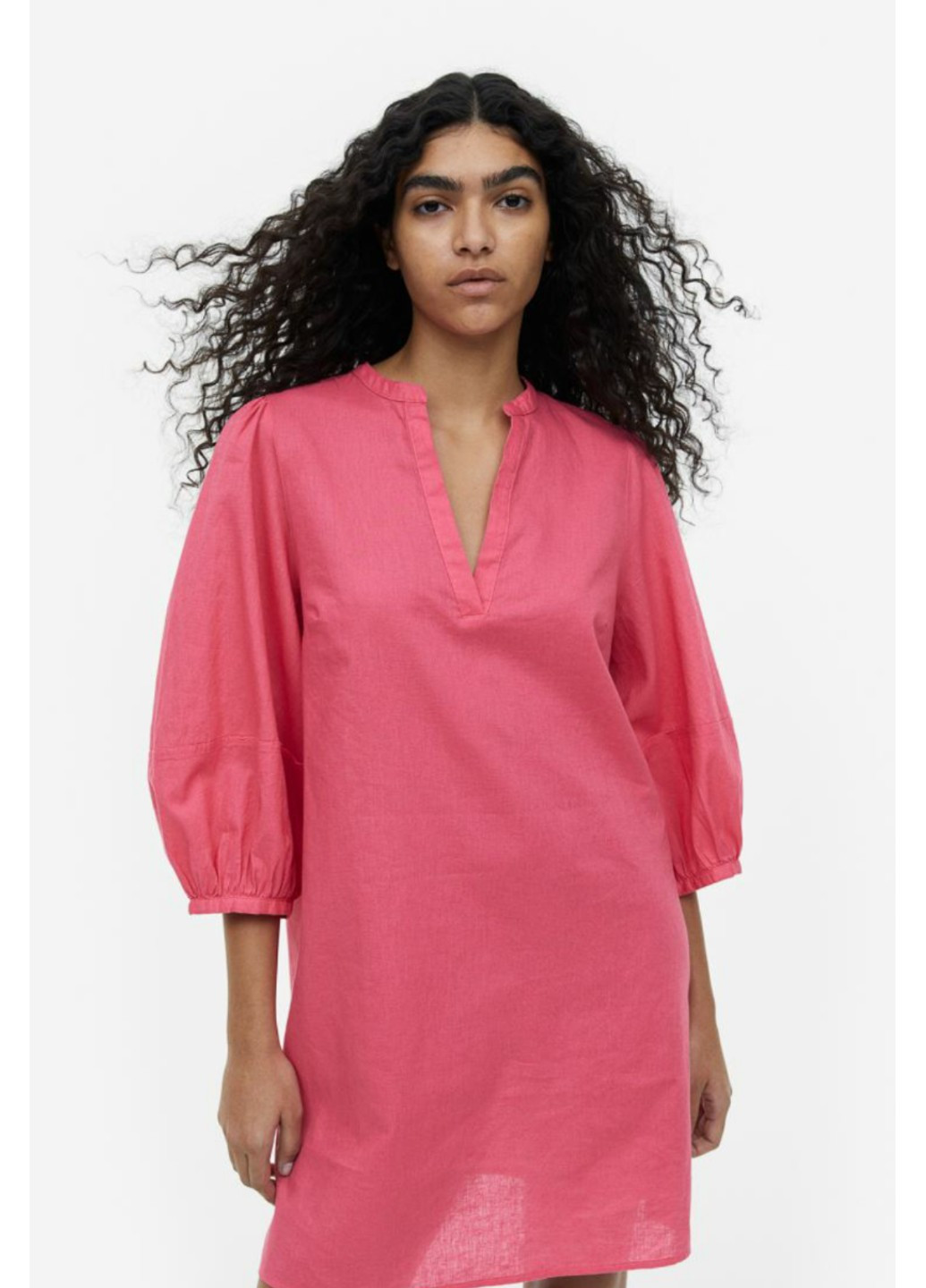 Розовое повседневный женское льняное платье н&м (55840) xs розовое H&M