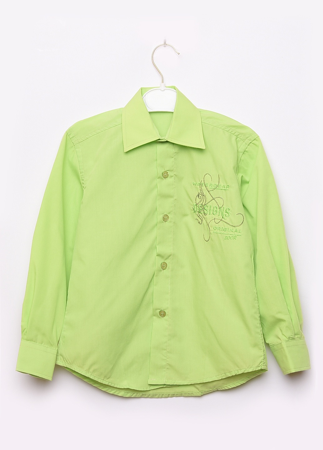Салатовая классическая рубашка с надписями Let's Shop