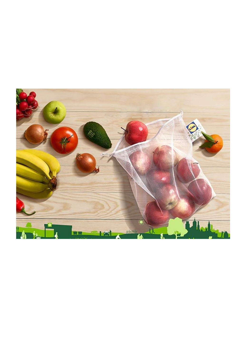Набор Эко мешочков многоразовых из сетки для фруктов и овощей 2 шт белый Lidl (258617723)