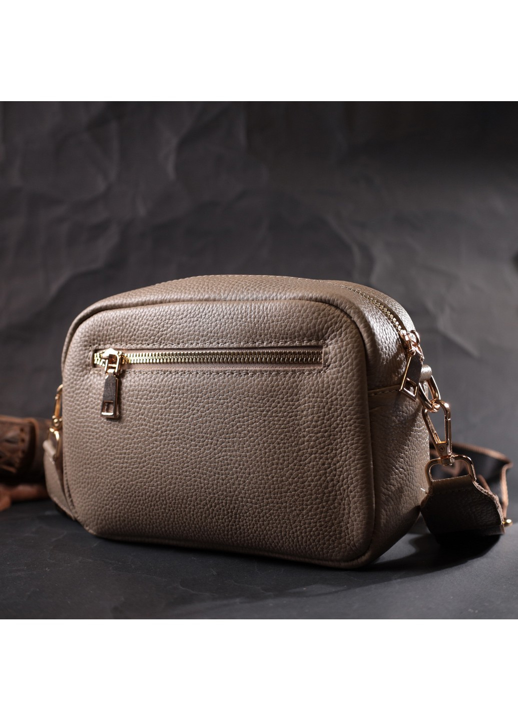 Идеальная женская сумка из натуральной мягкой кожи 22318 Бежевая Vintage (276457620)