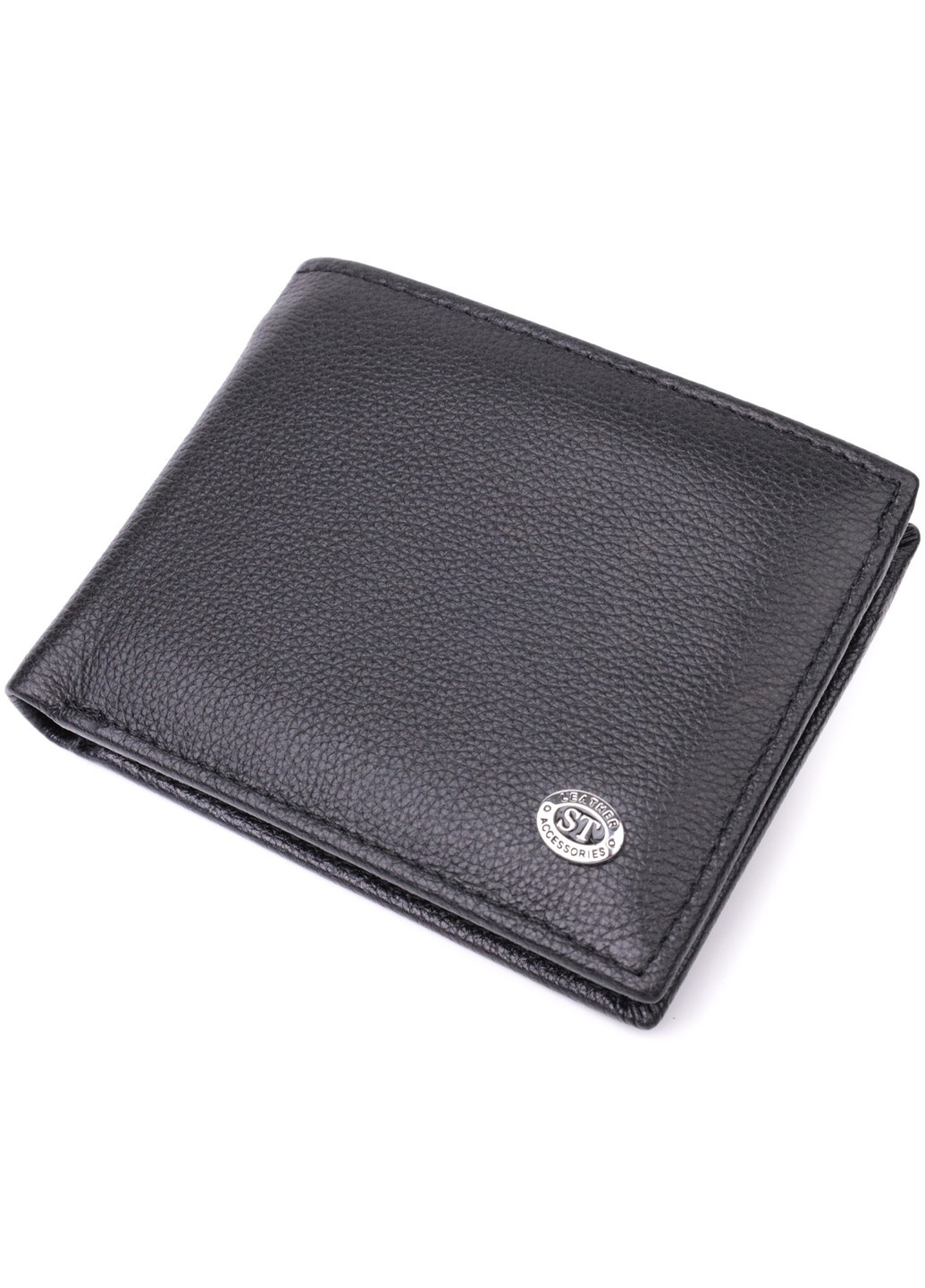 Компактное мужское портмоне из натуральной кожи 22486 Черный st leather (277980430)