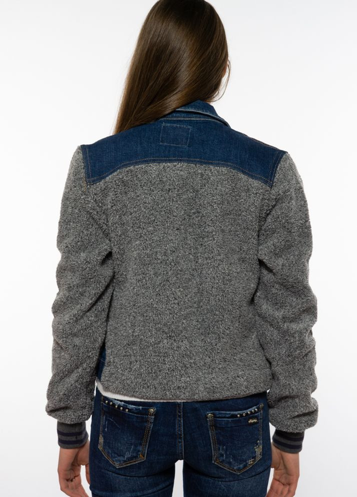 Прозора демісезонна куртка жіноча джинсова (синьо-сірий) Time of Style