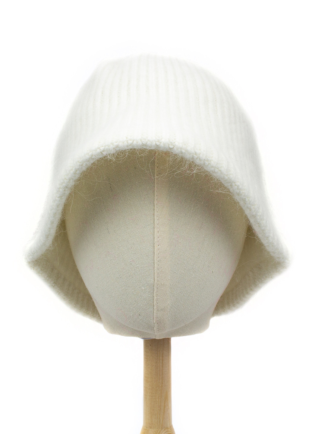 Вязаная шапка-панама из шерсти кролика белая Corze hc5002 (269342908)