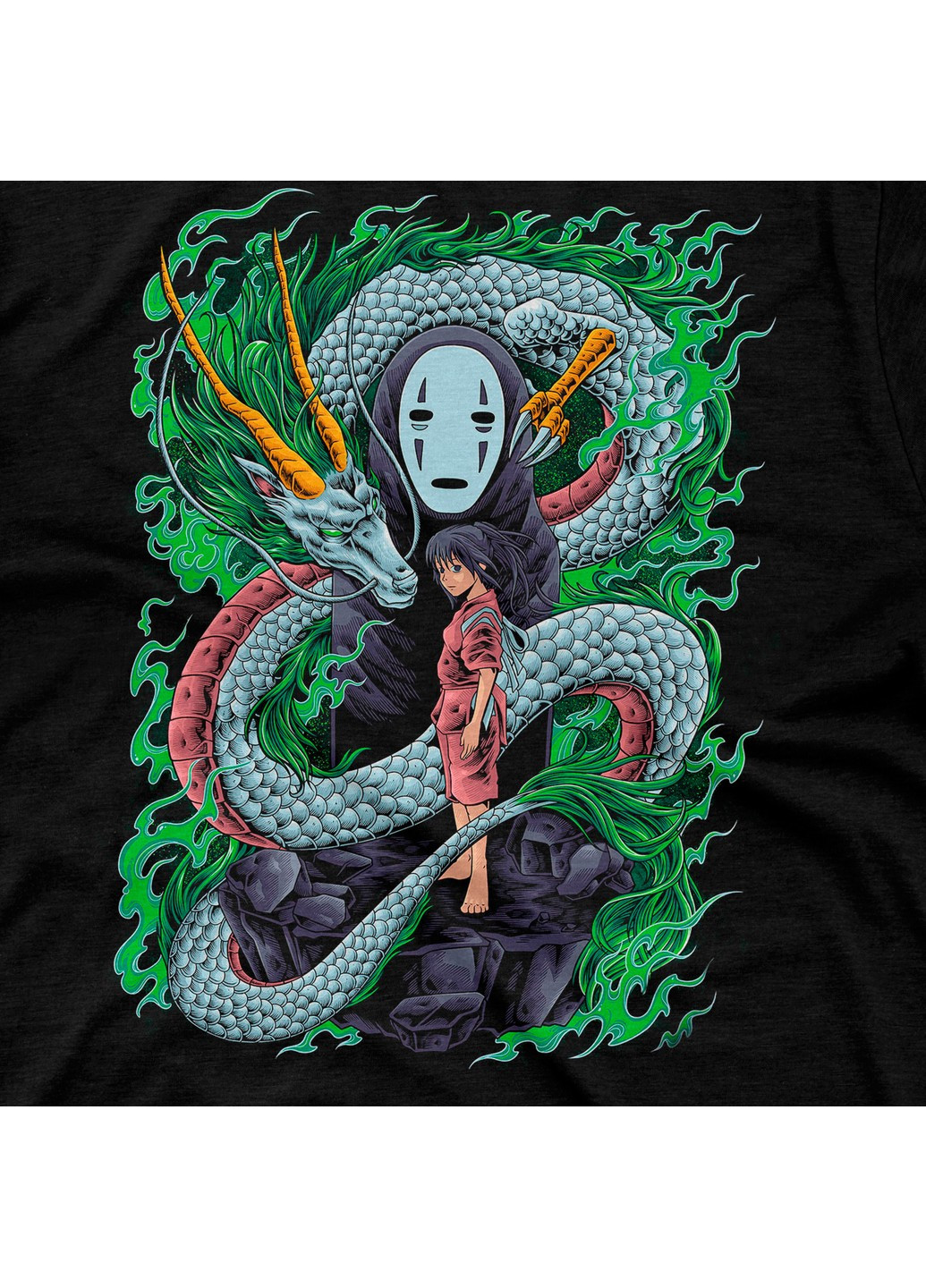 Черная футболка с принтом унесенные призраками No Brand