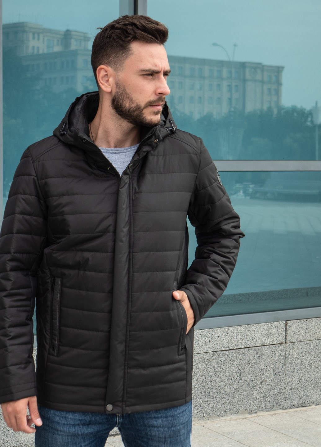 Чорна демісезонна куртки демісезонні чоловічі великі розміри від виробника бренд dv-men's SK