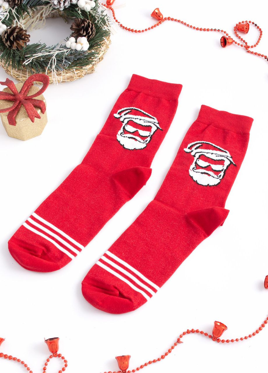 Набір новорічних шкарпеток з принтами "Santa, Печиво" Червоні Maybel (271140571)