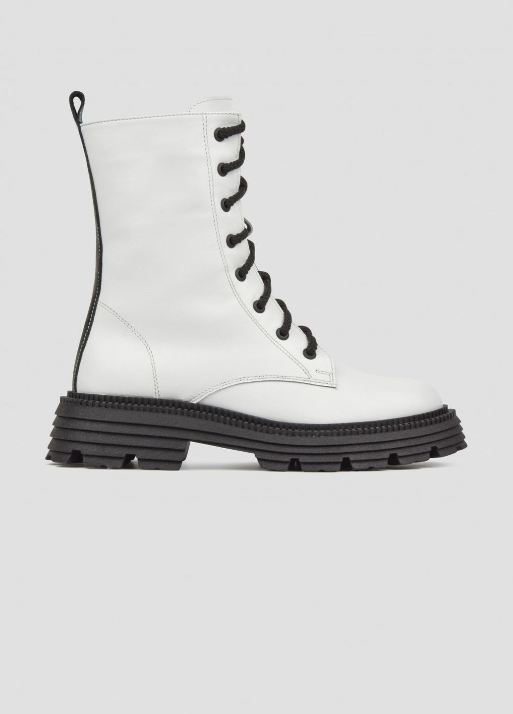 Білі шкіряні черевики на шнурівці Villomi (277172188)