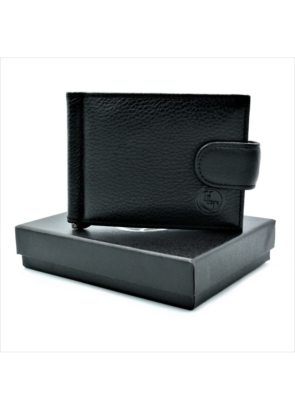 Чоловічий шкіряний гаманець-зажим 11 х 8 х 1,5 см Чорний wtro-nw-163-33-03 Weatro (272596093)