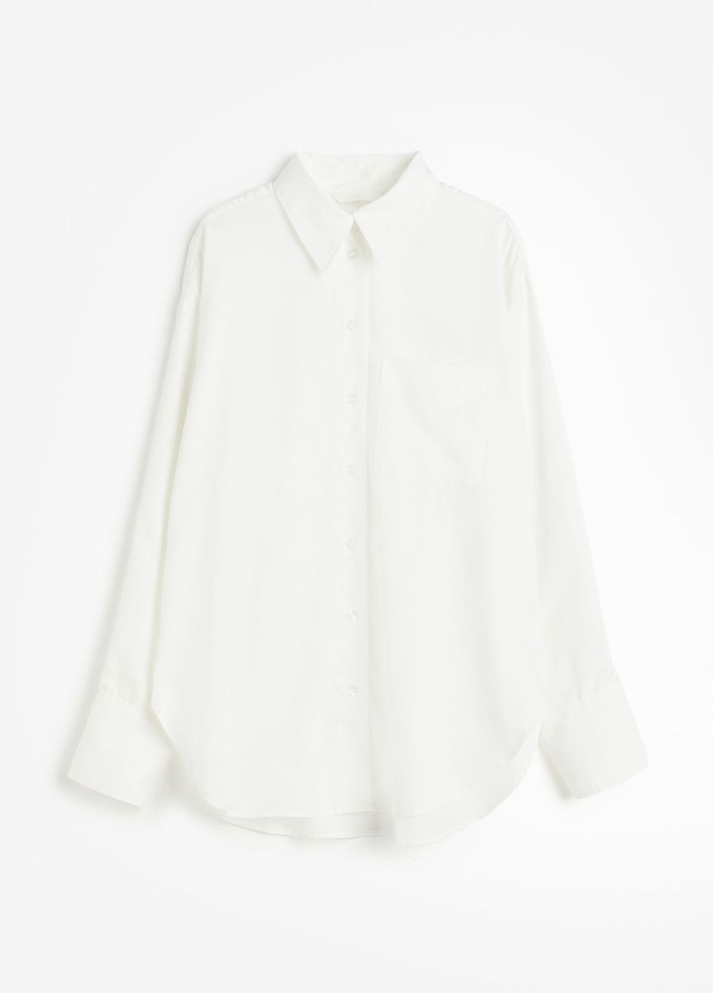 Белая повседневный рубашка однотонная H&M