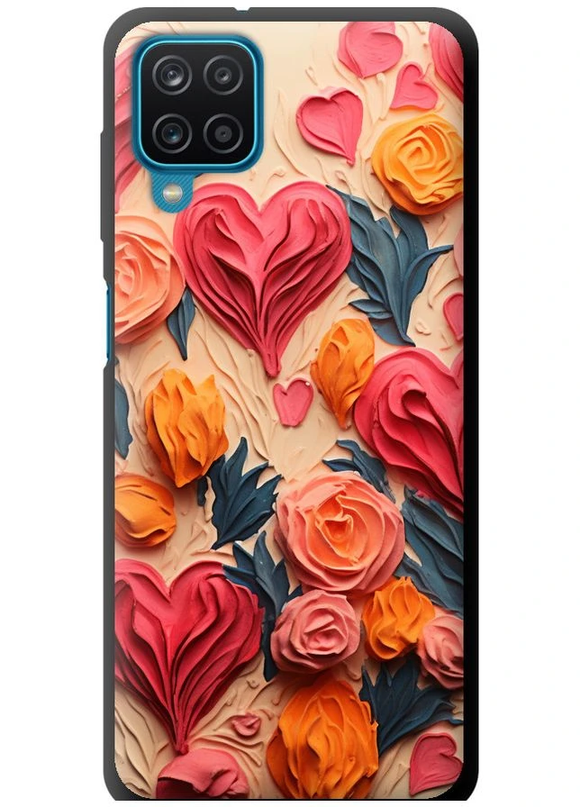 TPU чорний чохол 'Сердечка 3' для Endorphone Samsung Galaxy A12 A125F (267233371)