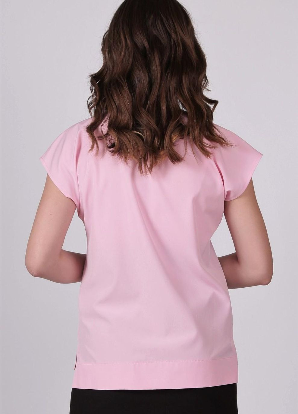 Рожева літня блузка жіноча 0071 однотонна софт рожева Актуаль