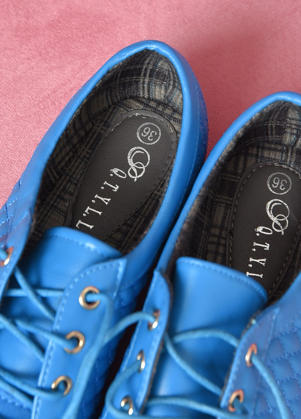 Туфли женские голубого цвета на шнуровке Let's Shop