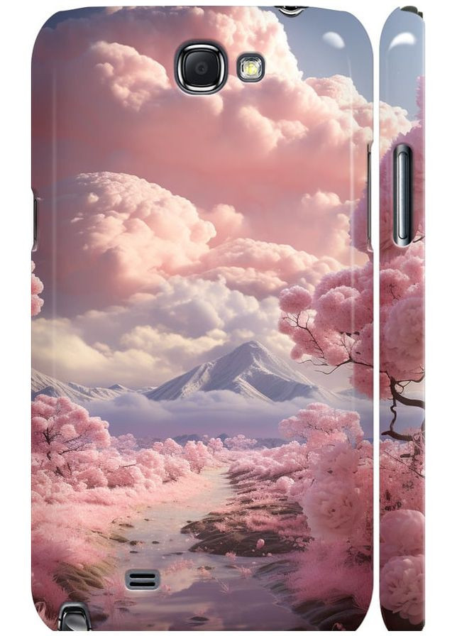 3D пластиковий матовий чохол 'Рожеві хмари' для Endorphone Samsung Galaxy Note 2 N7100 (267238584)