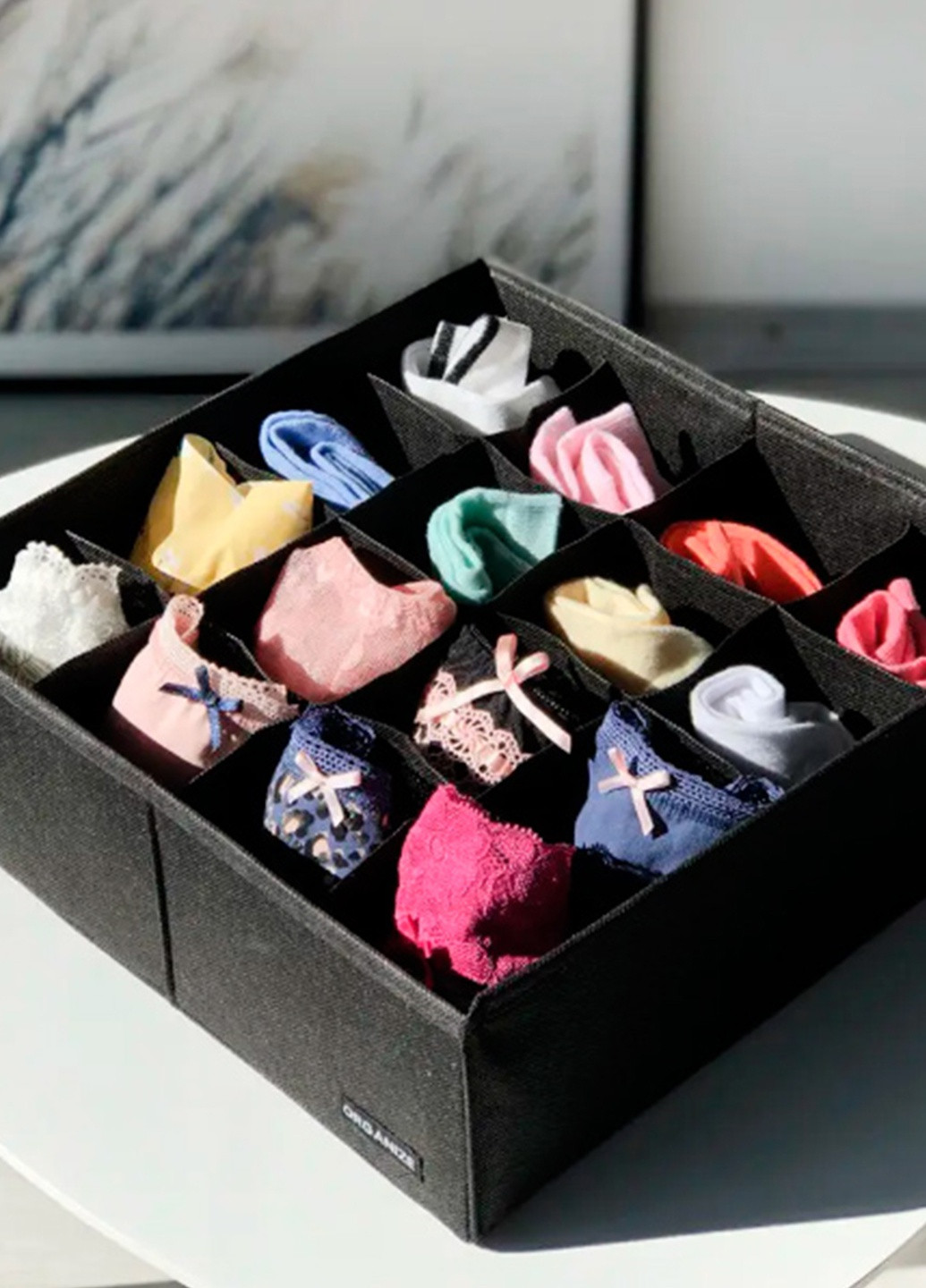 Органайзер для белья и носков, большой, на 16 ячеек (черного цвета) Organize (259500976)