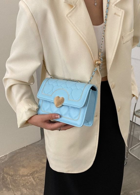 Женская классическая сумка кросс-боди на цепочке голубая No Brand (273232531)