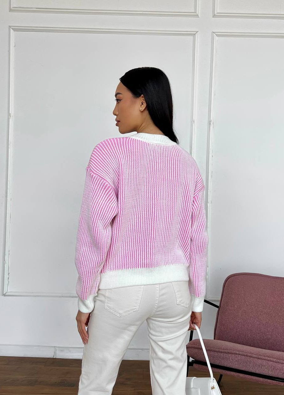 Рожевий женский свитер цвет белй-розовй р.42/46 446041 New Trend