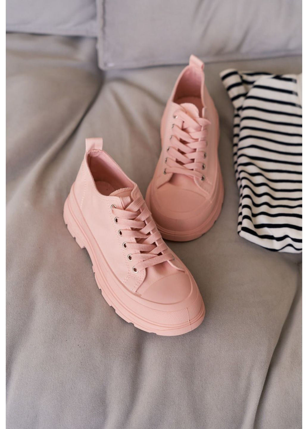 Розовые кроссовки женские No Brand All Pink Textile