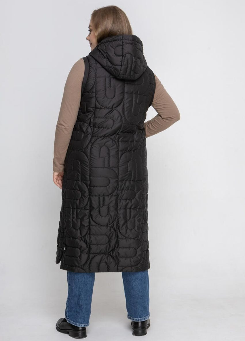 Черное Женское пальто жилет демисезонное большого размера трансформер DIMODA