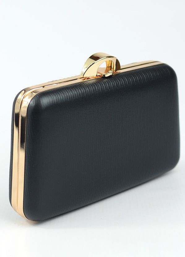 Черный маленький вечерний клатч бокс на цепочке с золотистой фурнитурой, мини сумочка на выпускной No Brand (266701153)