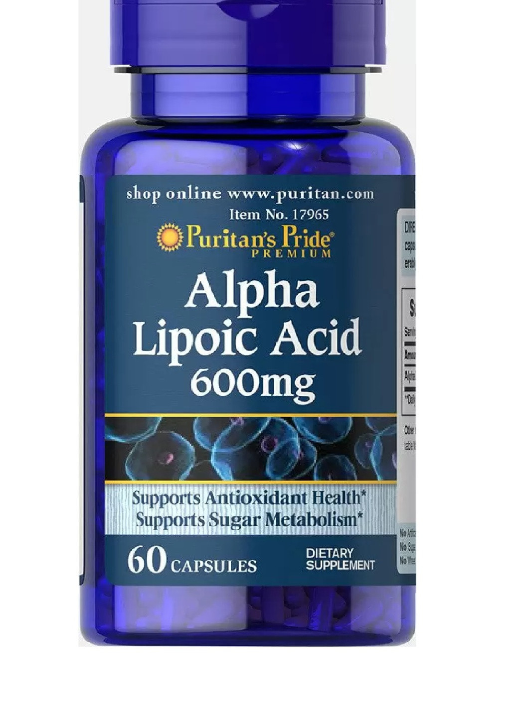 Puritan's Pride Alpha Lipoic Acid 600 mg 60 Caps Puritans Pride (257267808)
