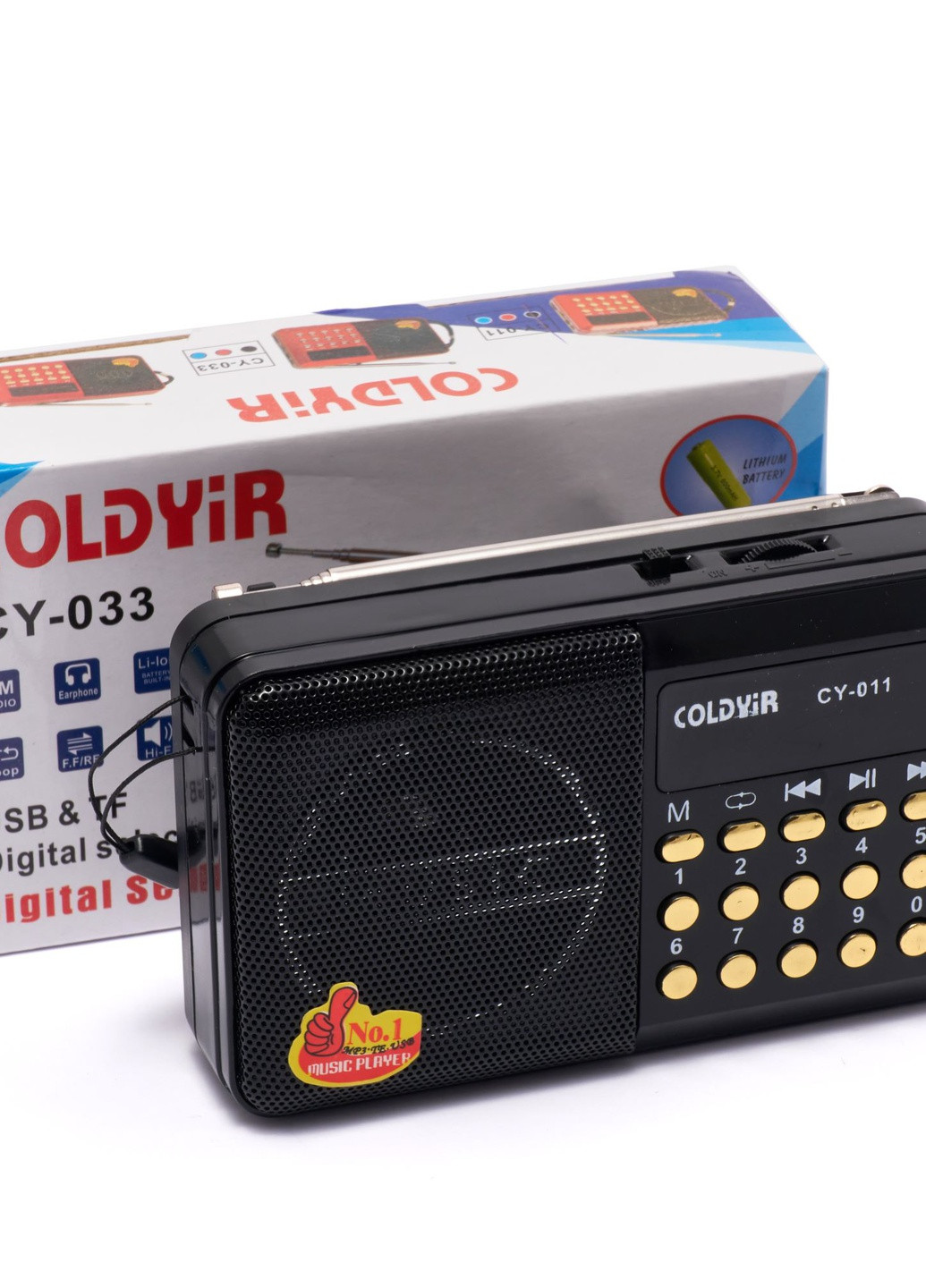 Портативное аккумкляторное FM- радио coldyir cy-011 С разъемом для USB и карты памяти черное Led (257623827)