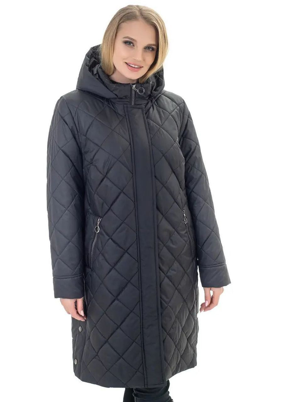 Чорна демісезонна осіння жіноча куртка великого розміру SK