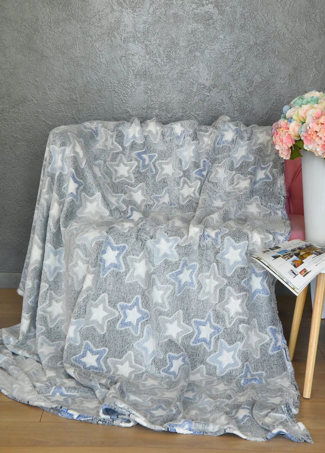 Плед сірого кольору з принтом розмір 150*200 Let's Shop (259421392)