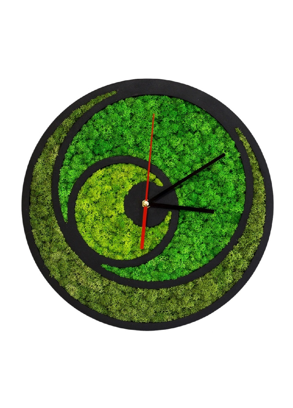 Часы настенные стильные практичные универсальные круглые со стабилизированным мхом из дерева 30х30х3.2 см (475780-Prob) Черные Unbranded (271140872)