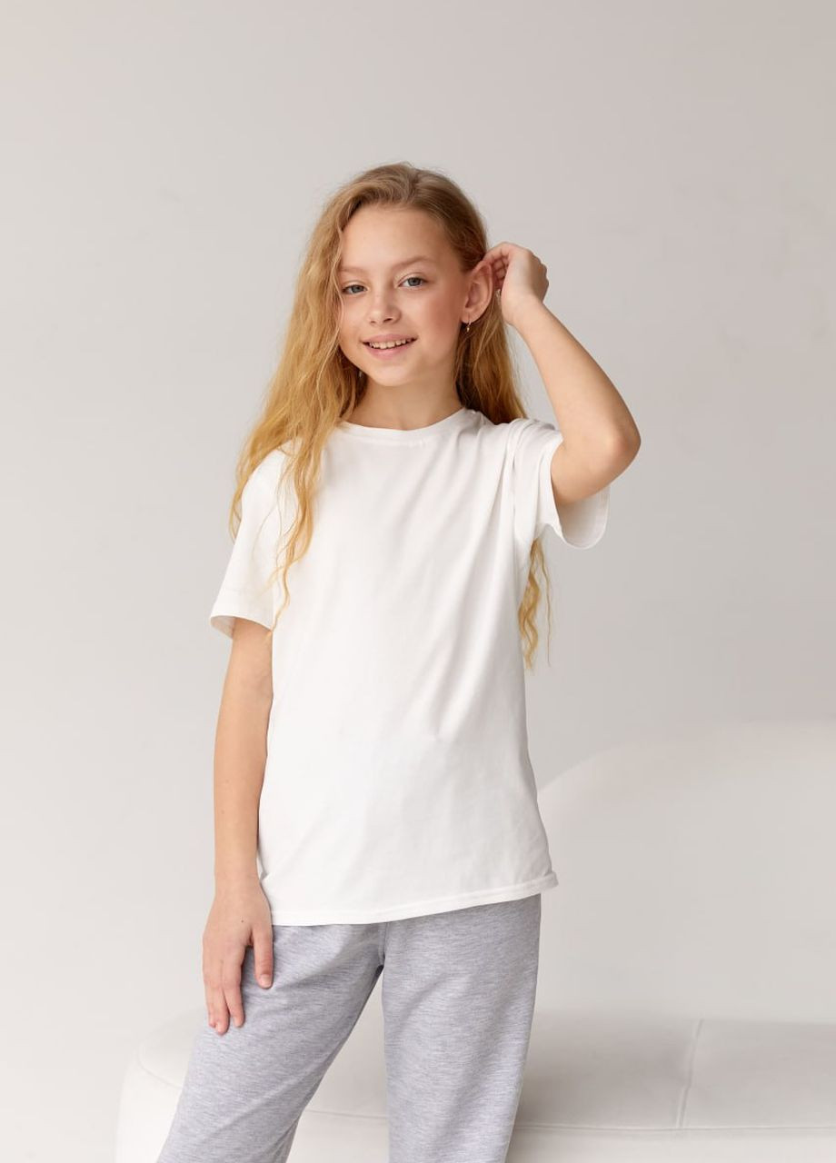 Белая базовая детская однотонная футболка белого цвета 420873 New Trend