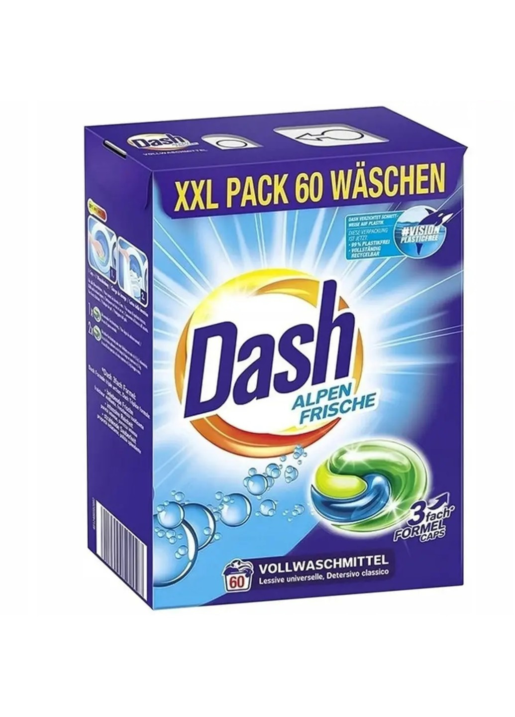 Капсули для прання 3 в 1 Alpen Frische, універсальні 60 шт. Dash (261555761)
