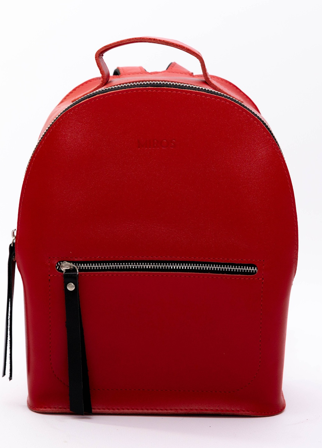 Рюкзак кожаный 28х23х10 см Красный гладкий Miros (258701069)