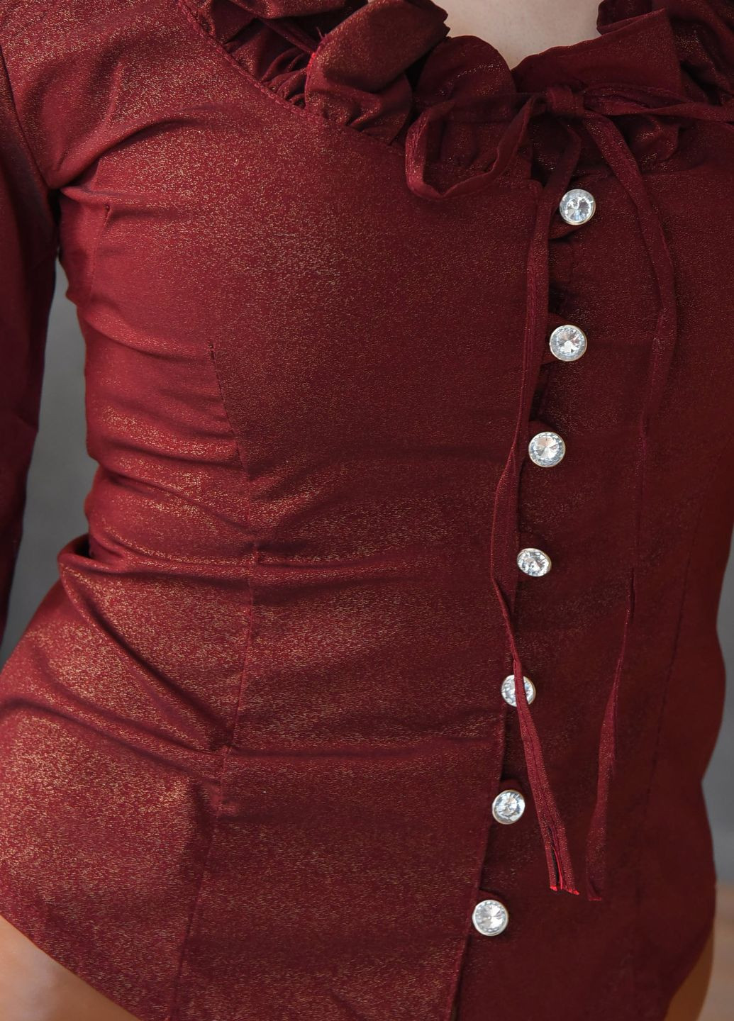 Бордовая демисезонная блуза женская бордового цвета с баской Let's Shop