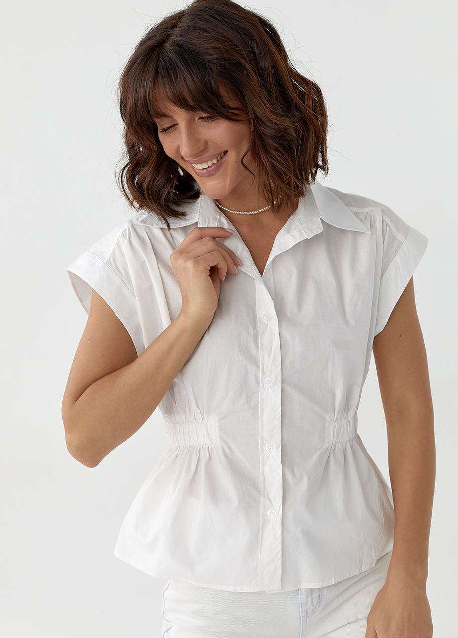 Молочна жіноча сорочка з гумкою на талії Lurex