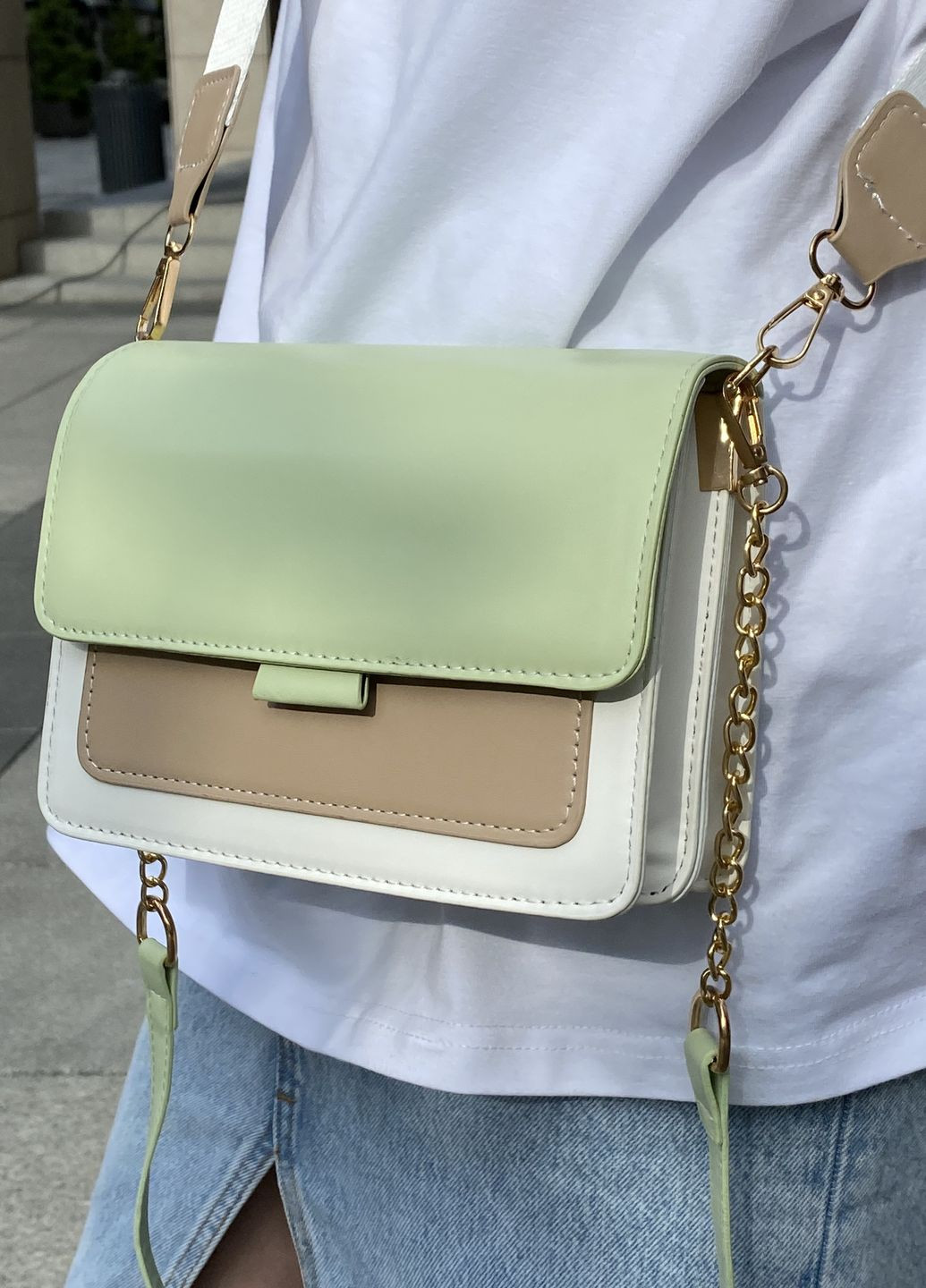 Женская сумка кросс-боди зеленая оливковая хаки No Brand (268036943)