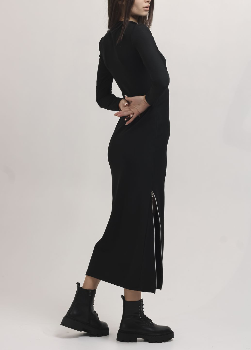 Чорна кежуал сукня чорна на блискавці MZR