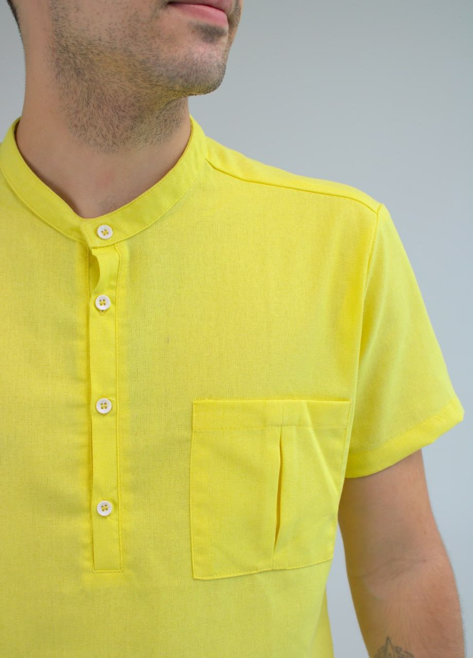 Желтая повседневный рубашка однотонная Vakko