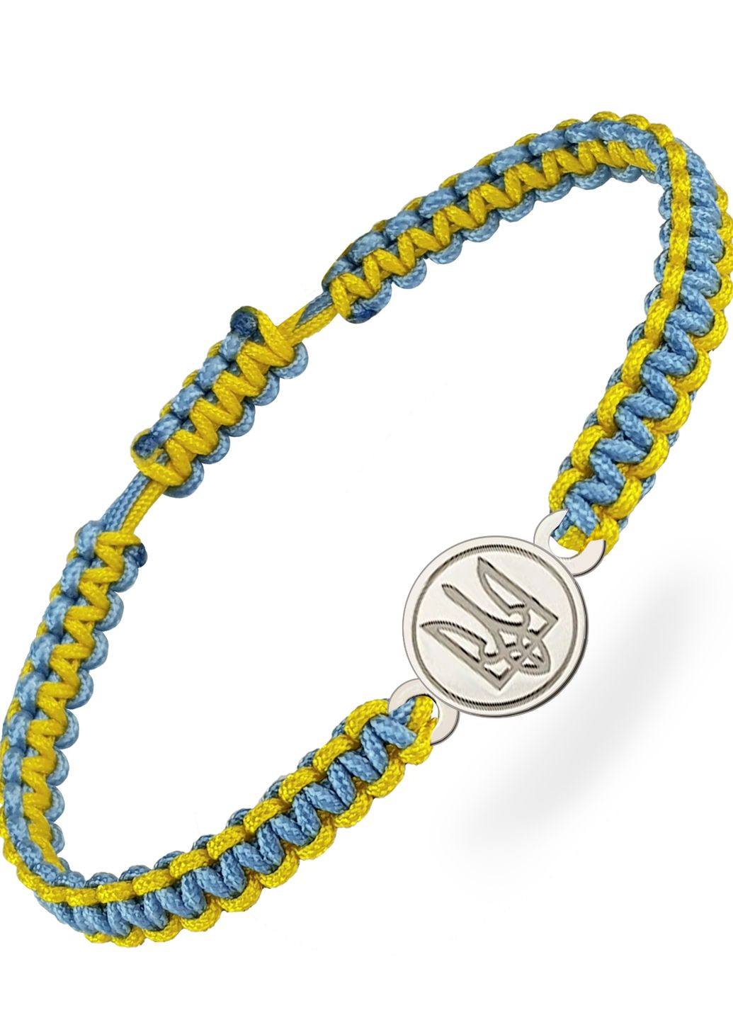 Срібний браслет шамбала Вишиванка нитка жовто-блакитна Герб України регулюється Family Tree Jewelry Line (266903764)