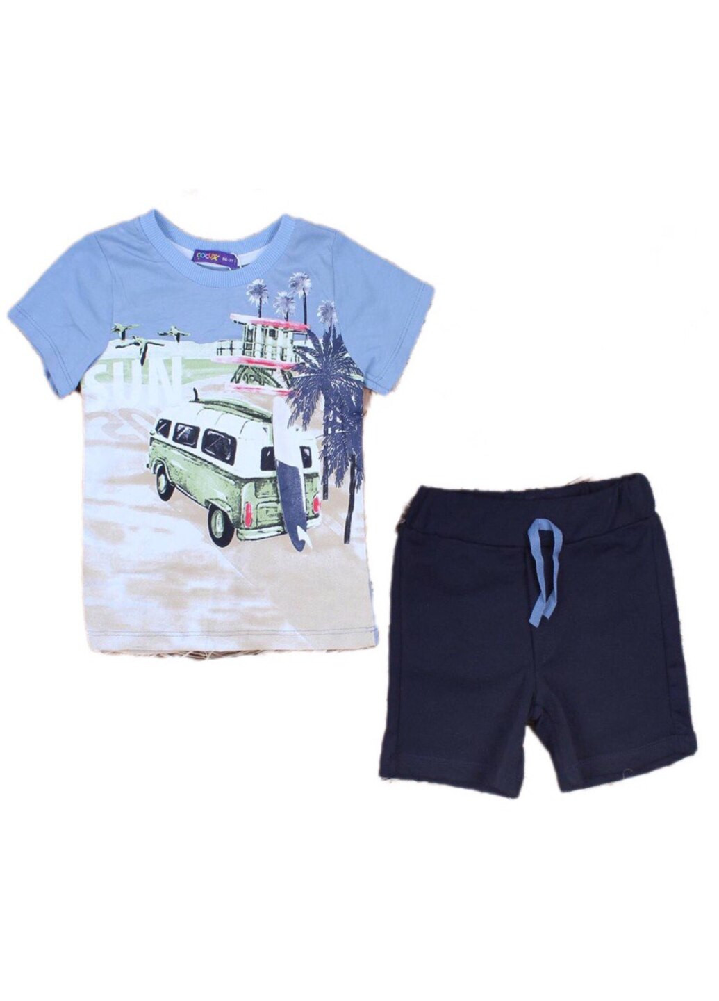 Блакитний літній в наявності костюм літо футболка та шорти для хлопчика з шортами Модняшки