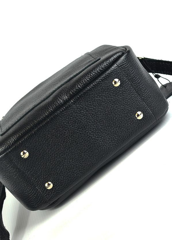 Кожаная женская черная маленькая сумка кросс-боди на плечо, молодежная сумочка из натуральной кожи Serebro (266914620)