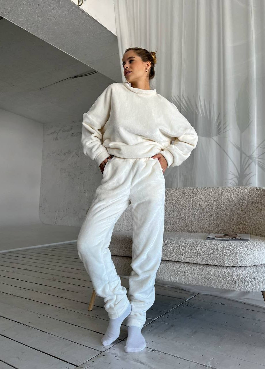 Белая женская пижама махра No Brand