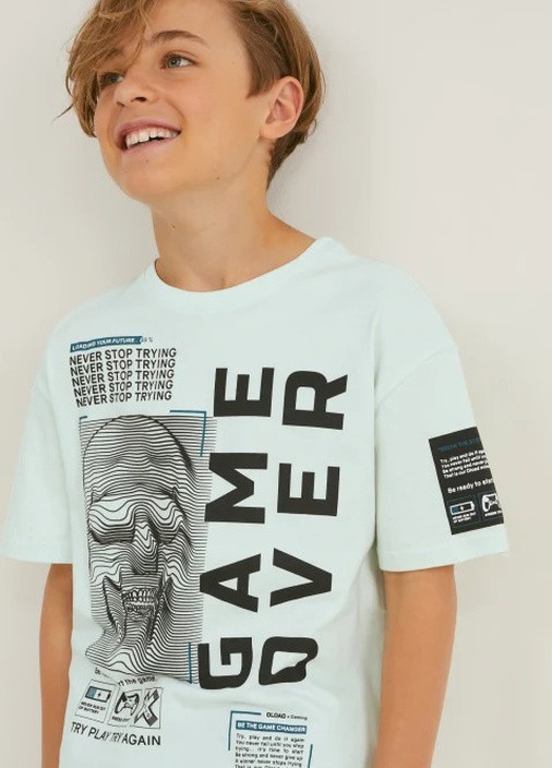 Мятная летняя подростковая футболка для мальчика 2168437 C&A