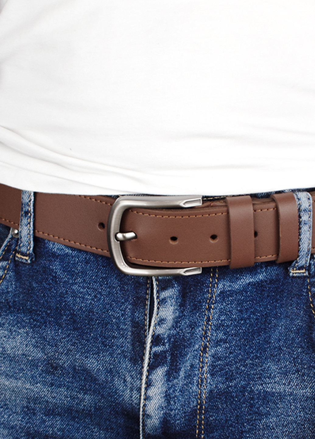 Ремень мужской кожаный HC-4097 (125 см) светло-коричневый HandyCover (265390856)